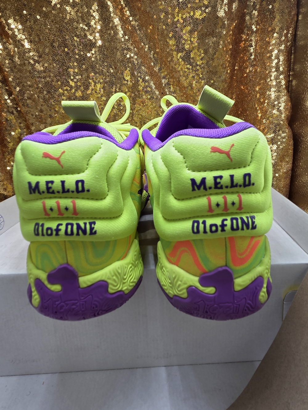 Mens Neon Yellow & Purple Athletic Sneakers - Picture 7 of 10